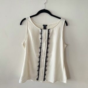 Ann Taylor cream color sleeveless blouse
